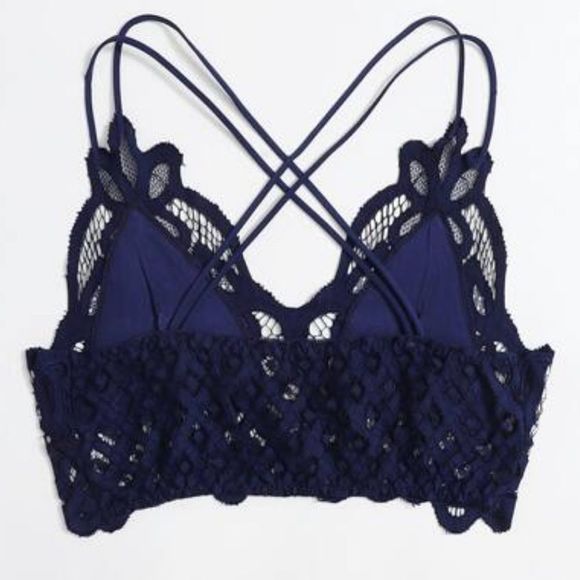 🎁NWT Shein Navy Blue Lace Bralette (like Free People Adella Bra) Size M🎁 - Picture 2 of 7